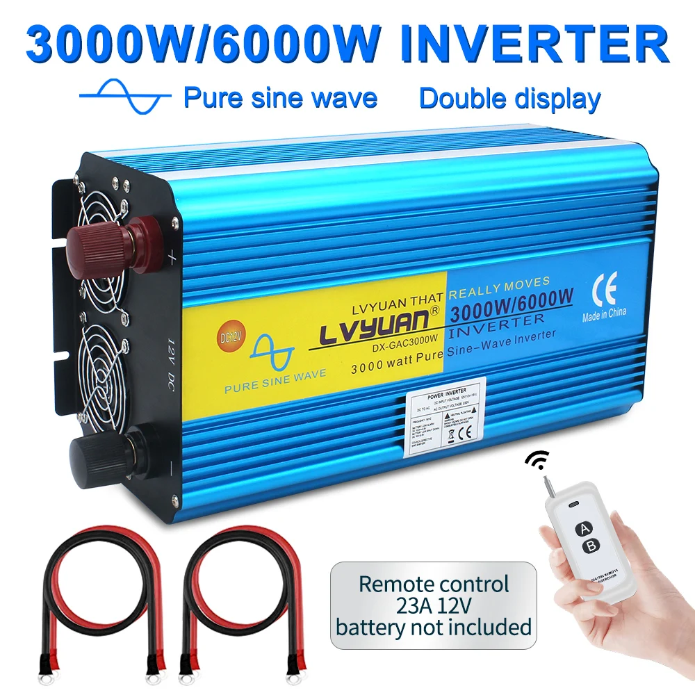 Inverter 12v/ 24v 220v 6000w 50hz/60hz Pure Sine Wave Solar Voltage ...