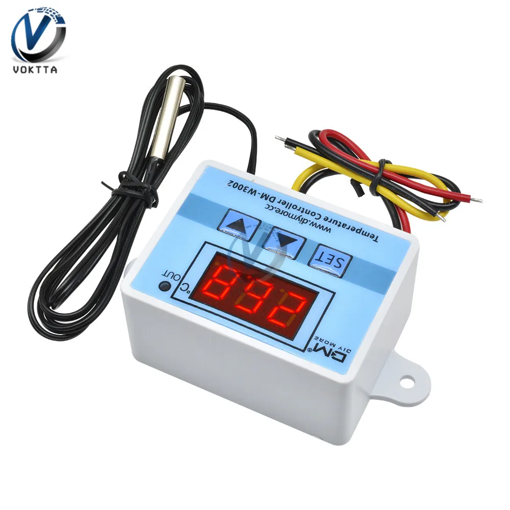 W3001 W3002 Microcomputer Digital Display Temperature Controller LED 110V 220V Thermostat Control Switch Sensor Meter With Probe