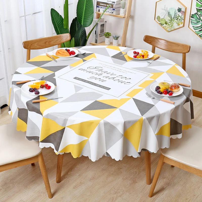 

Nordic round tablecloth waterproof oil-free large round table cloth anti-hot round table mat home table cloth