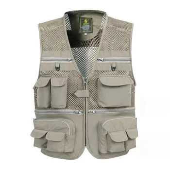 

Men's Multi-Pocket Fishing Mesh Vest Photography Quick-Dry Jacket Zip Waistcoat Lightweight Breathable And Durable