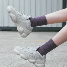 Японские корейские высокие носки для девочек, свободные однотонные носки с двойными спицами, вязаные длинные хлопковые носки для женщин