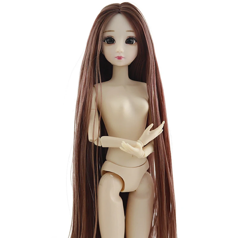 Новые длинные парики 30 см 20 подвижные шарнирные куклы игрушки 3D глаза женские обнаженные голые куклы голова с телом Модная Кукла игрушка для девочек
