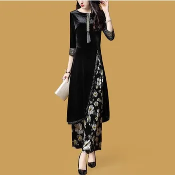 

2019 fashion pleuche Half women two piece outfits matching sets two piece set top and Wide-legged pants Streetwear tracksuit