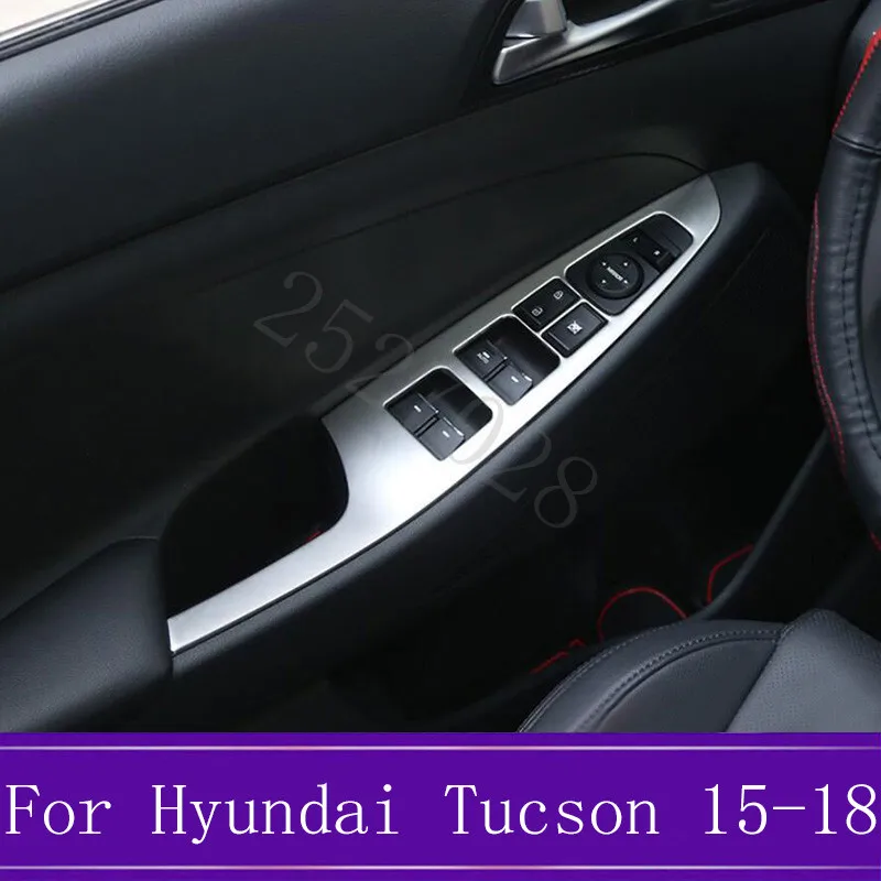 Для hyundai Tucson- нержавеющая сталь автомобиля двери окна лифт кнопка переключатель панель Крышка отделка украшения автомобиля аксессуары
