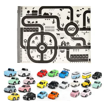 

Modern Style 130*100CM Kids Portable Car City Taffic Highway Map Play Mat Educational Toys For Children Games Road Carpet