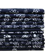 Étnico flor azul tela algodón coser mantel almohada falda tela de la cortina de película gruesa plan tela artesanía material