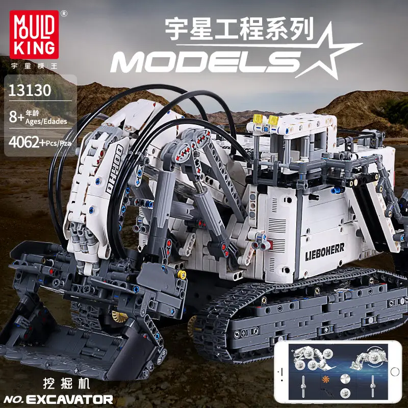 Technic Series liebherrs R 9800 Excavator Motor Power Mobile Crane Mk II Car Model Building Blocks 1