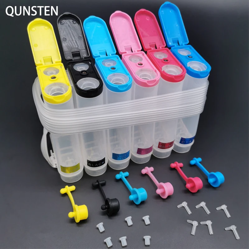 

Universal Continuous Ink Supply System 6 Colors Refill Tank 85ml With Colorful Cap For ESPON HP DIY CISS Replace Kit