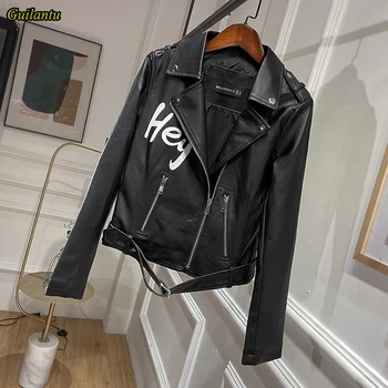 

Guilantu Ladies Leather Jacket Spring Autumn Turn-down Collar Zipper Casual Punk Streetwear Jackets Motorcycle Biker Coat Female