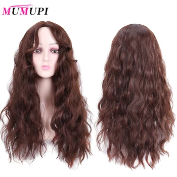 

MUMUPI Cosplay Brown Black Wig Long Water Wave Synthetic Hair Costume Party Cosplay Lolita Wig for Women Heat Resistant