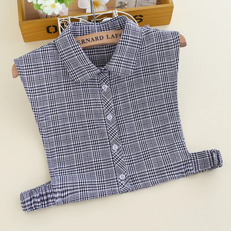 

2023 New Detachable Collars for Women Ladies Fake Collar Plaid Female False Collar Blouse Lapel Shirt Faux Col Neckwear