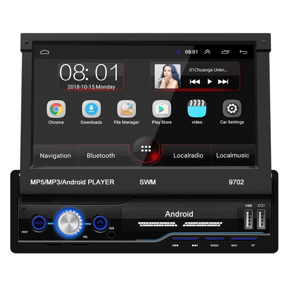 

7inch Car radio Android 8.1 Telescopic Vehicle multimedia Mp5/mp3 Player Autoradio Gps Navigation Bluetooth Reverse Car Compass