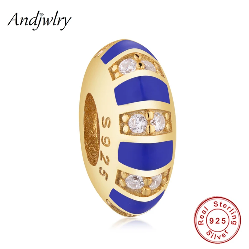 

Fit Original Pandora Charm Bracelet 925 Sterling Silver Blue Stripes Spacer Charms Beads DIY Jewelry Women Berloque 925 Silver