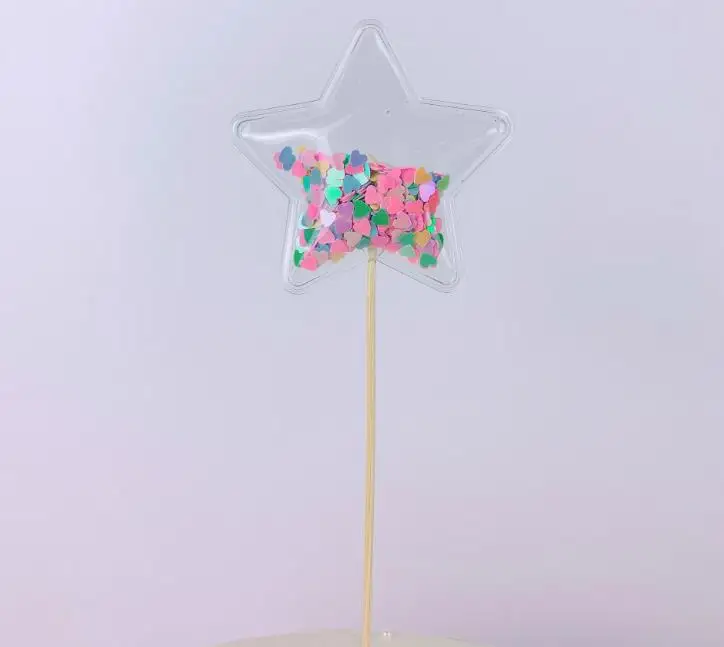 3 шт./компл. Kawaii прозрачный с блестками в форме сердца в форме звезды облака Русалка торт топпера, выбирает Baby Shower День рождения украшения для кексов