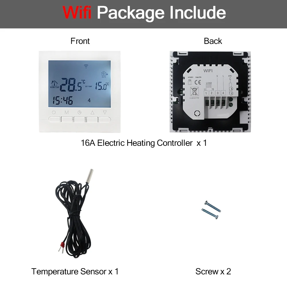 16A Electric Heating WIFI Smart Thermostat 16A AC220V Water/Electric Floor Heating Temperature Regulator Weekly Programmable Temperature Controller - Цвет: 16A Electric Heating