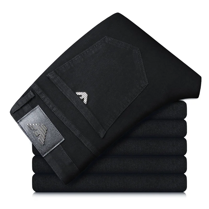 Pantalones vaqueros de algodón para hombre, Jeans ajustados elásticos de marca italiana Eagle, de negocios, a la moda, clásicos