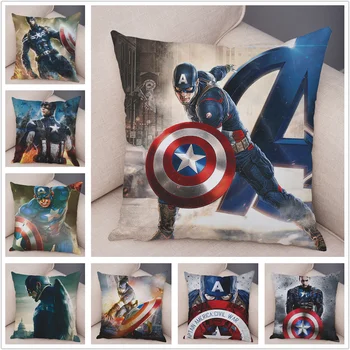 

Super Soft Short Plush Cartoon Marvel Avengers Captain America Pillow Case Superhero Cushion Cover for Sofa Decor Pillowcase