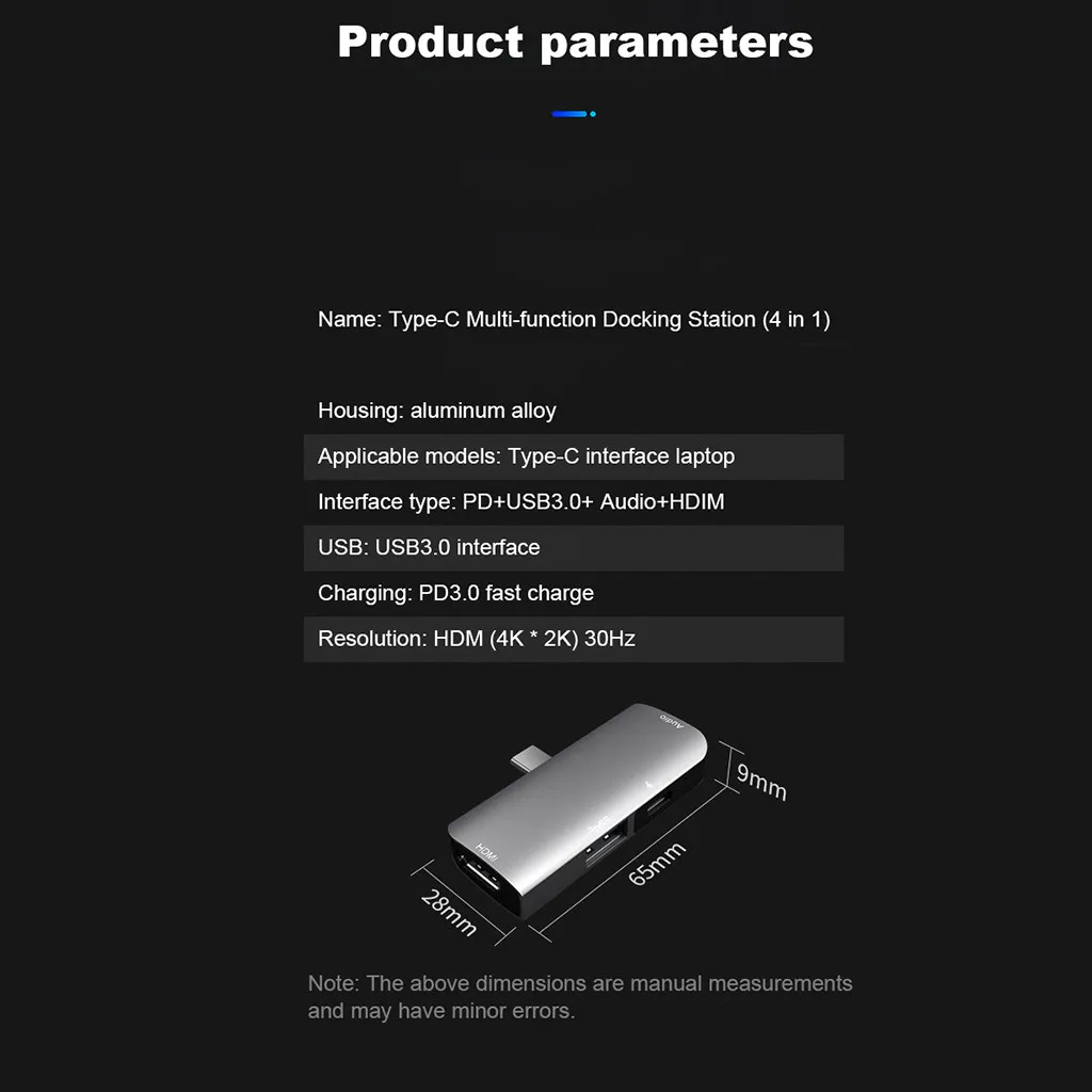 Usb-хаб 4 в 1 Тип c к HDMI Pd док-станция Pd Быстрая зарядка 4 к HDMI аудио Lnterface PC Компьютерные аксессуары сплиттер док-станция