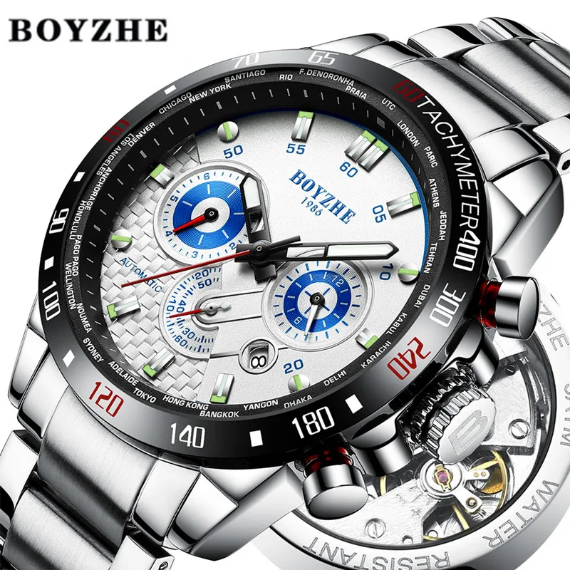 

Men Automatic Mechanical Watch Waterproof Fashion Casual Luxury Brand Stainless Steel Self-Wind Sport Watches Relogio Masculino