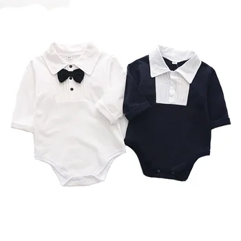 

Toddler Boy Romper Tops Solid Color Black and White Gentleman Clothes Gentleboy Formal Suits Baby One Piece Shirt Outfits