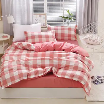 

pink grid Printing Duvet Cover Sets King Activity Bedding sets RU USA EU AU Size,Quilt cover Sheet Set Bedroom Bedding Bed Linen