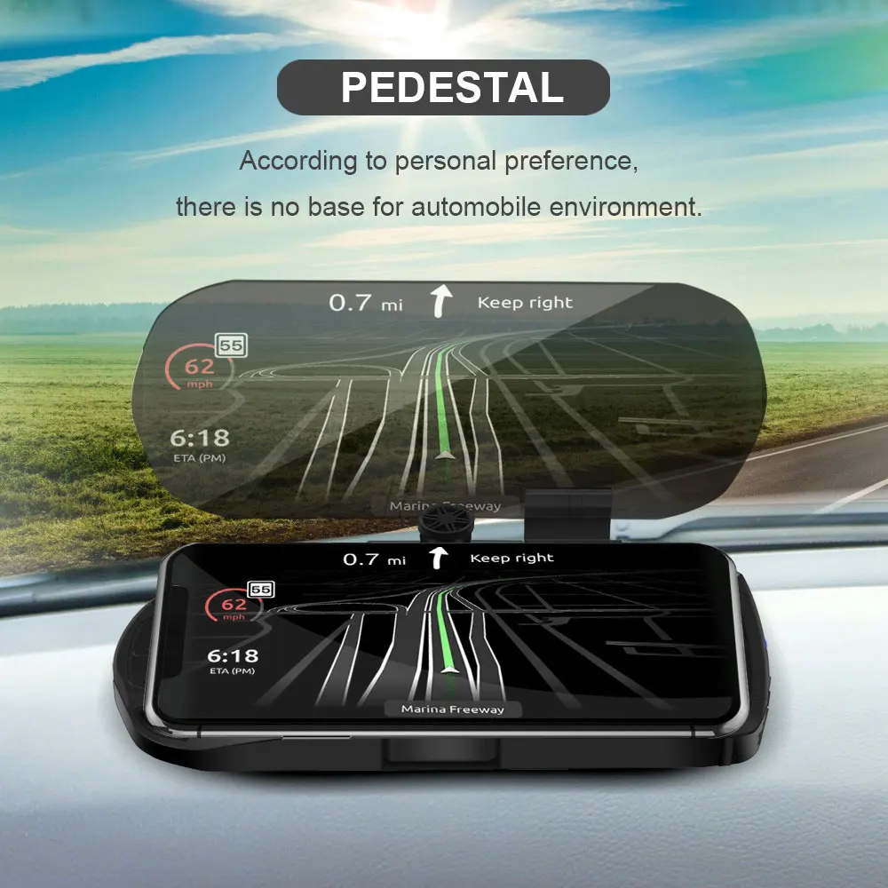 Автомобильный держатель HUD для мобильного телефона, дисплей на голову, 10 Вт, беспроводное зарядное устройство, gps навигация, автомобильный скоростной проектор, автомобильный зарядный кронштейн