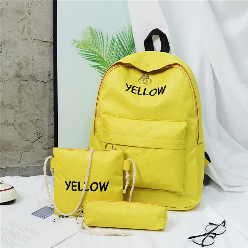 40# зеленый рюкзак Для женщин сумка спина девушки книжная сумка молодежь школьный женская сумка из кожи черного цвета подростковые школьные сумки - Цвет: Yellow