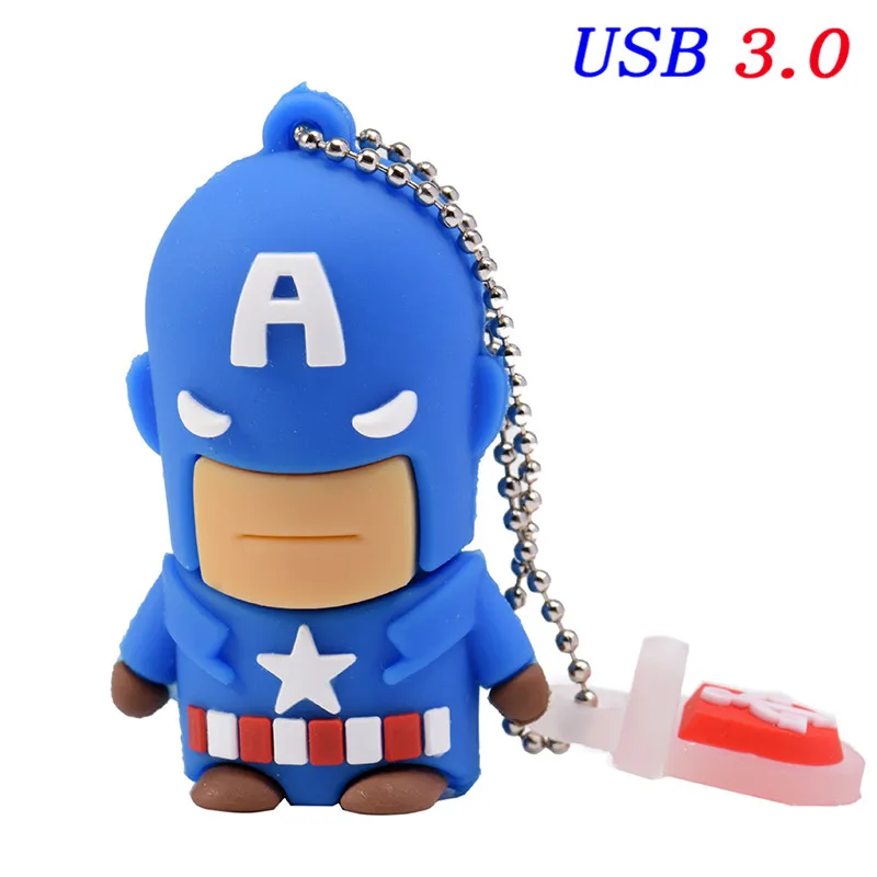 JASTER 3,0 супер человек USB флеш-накопитель Человек-паук Бэтмен Капитан Америка Флешка 4 ГБ 8 ГБ 16 ГБ 32 ГБ карта памяти, Флеш накопитель в подарок - Цвет: Captain american