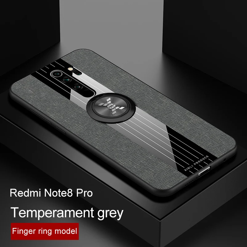 Xiaomi Redmi Note 8 Pro Чехол Мягкий Силиконовый противоударный бампер для Redmi Note 8 тканевая задняя крышка Xiaomi Note 8 Plus чехол для телефона s - Цвет: grey and ring