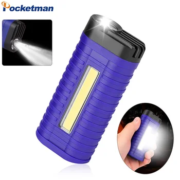 

Portable Work Light Powerful Repair Light COB LED Flashlight Use 3*AAA Battery Camping Torch Hand Light 2 Modes Work Lamp