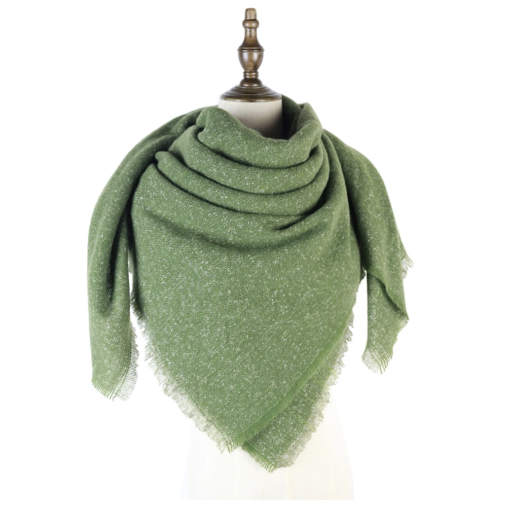 Квадратный шарф простой теплый мягкий материал большие накидки обертывания зимние шали 130 см большой палантин, одеяло echarpes шарфы пончо - Цвет: 130cm green