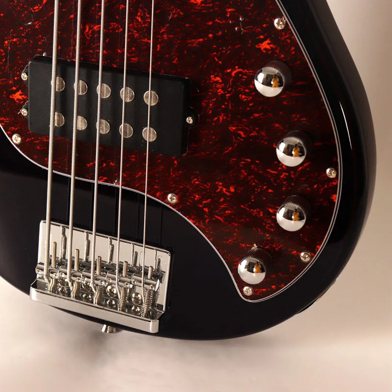 Черный цвет заводская 5 струнная электрическая бас-гитара высокого качества с бесплатной сумкой 21 лад глянцевый лак липа тело гитара
