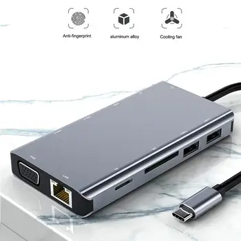 

11-In-1USB C HUB Type C to Multi USB 3.0 HUB HDMI Adapter Dock for MacBook Pro Huawei Mate 30 USB-C 3.1 Splitter Port Type C HUB