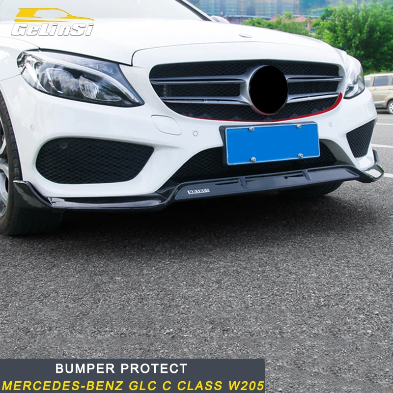 

Gelinsi for Mercedes Benz C Class W205 2016-2019 Car Front Bumper Fender Protector Cover Trim Frame Sticker Exterior Accessory