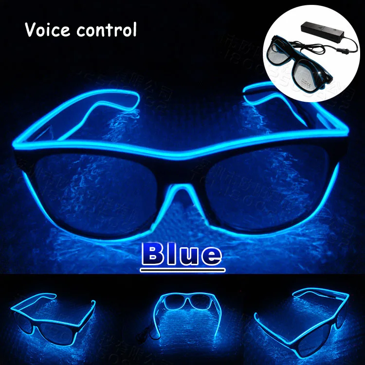 B-blue Классные Вечерние, декоративные светящиеся очки, светящиеся провода светодиодный солнцезащитные очки, светильник ing, классический подарок, яркий светильник, праздничные принадлежности - Цвет: B-blue