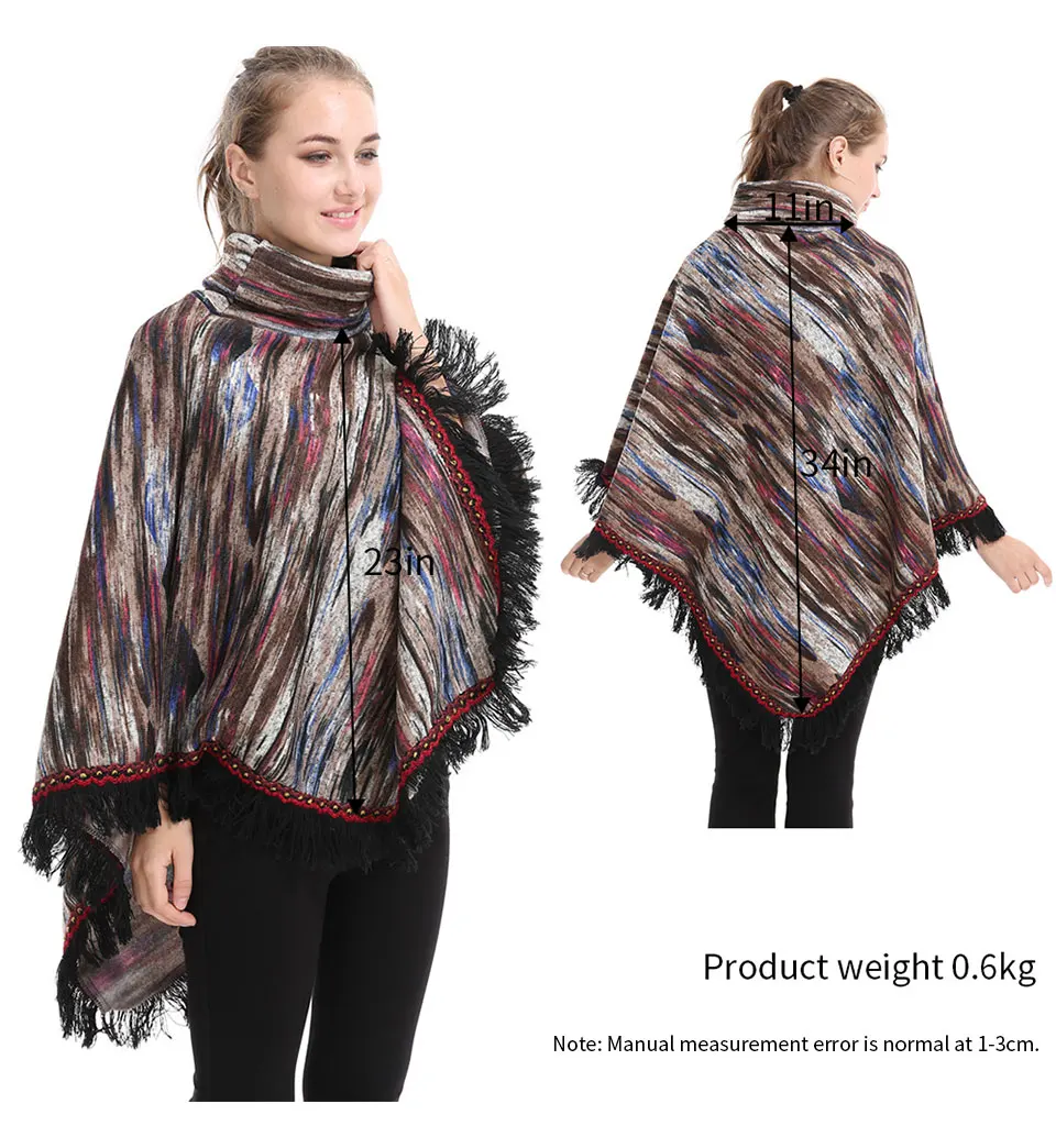 Long tassel high collar shawl coat loose coat thick sweater autumn new