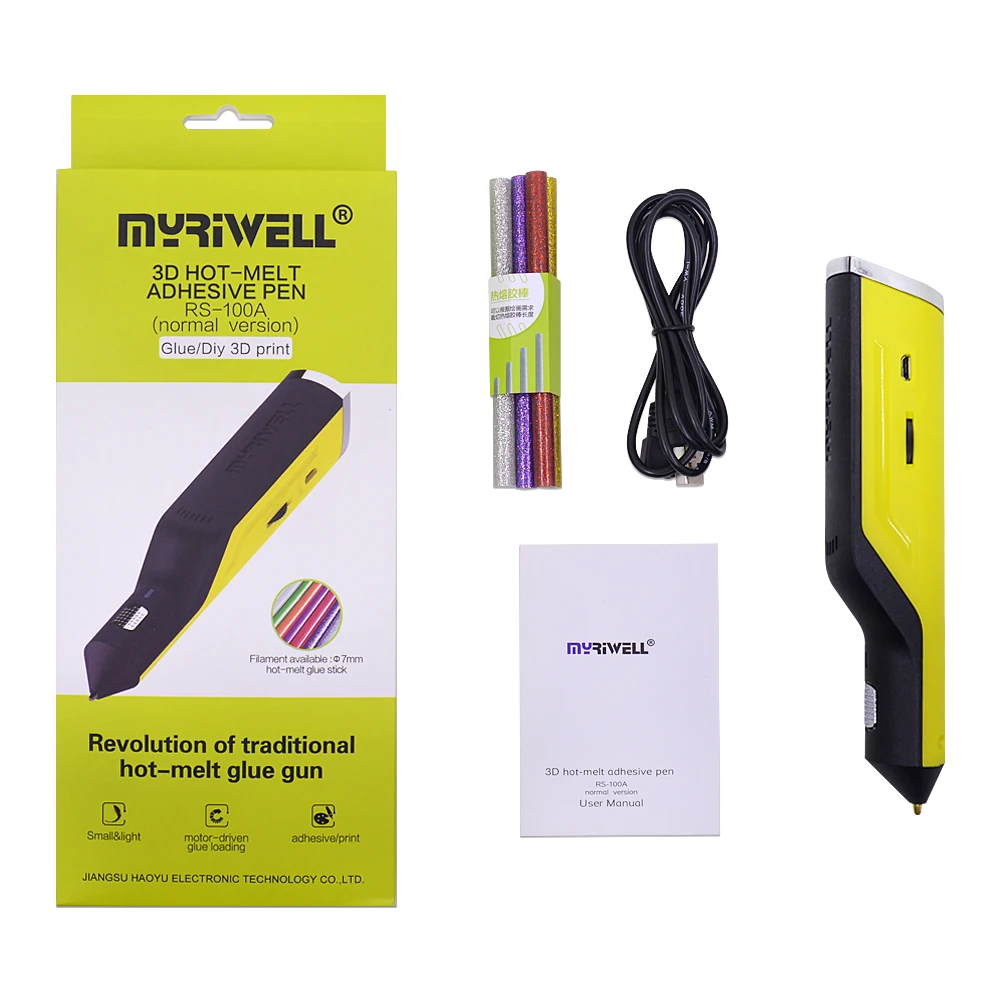 Myriwell Hot Melt Glue Gun 3D pen doodler Magic 3d printed USB Charging 6color stick Silk The Best Gift | Компьютеры и офис