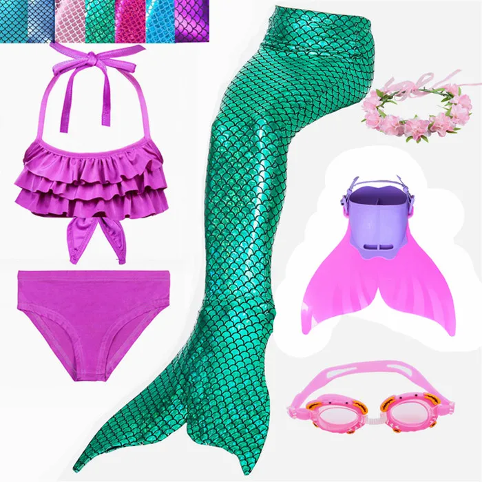 Детский купальный костюм русалки с блестящими хвостами и ласточкой Monofin