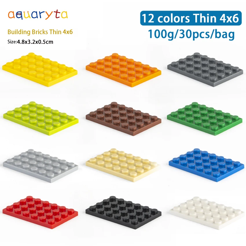 Aquaryta 30pcs DIY Building Bricks Thin 4x6 Blocks Compatible With logo Educational Assemblage Construction Toys for Chilren | Игрушки и