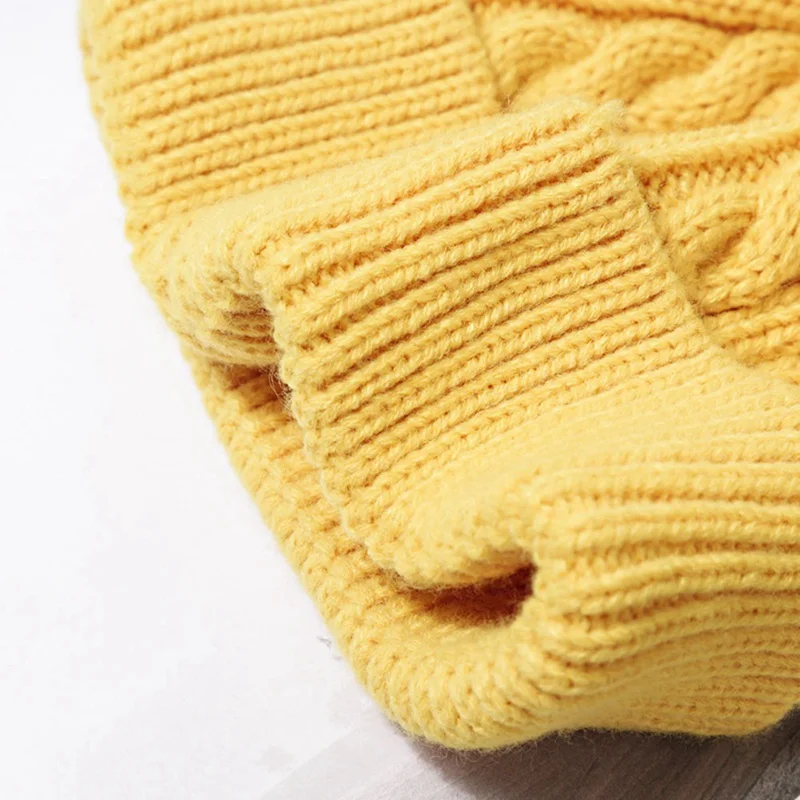 Beanies/детская зимняя шапка с помпоном; вязаная Милая шапочка для девочек и мальчиков; повседневные однотонные детские шапки для девочек