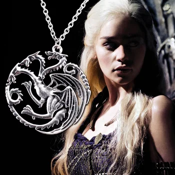 

Anime Game Of Thrones Dragon Necklace A Song of Ice and Fire Fire and Blood Necklace Pendants Cosplay Accessories Figure Toys