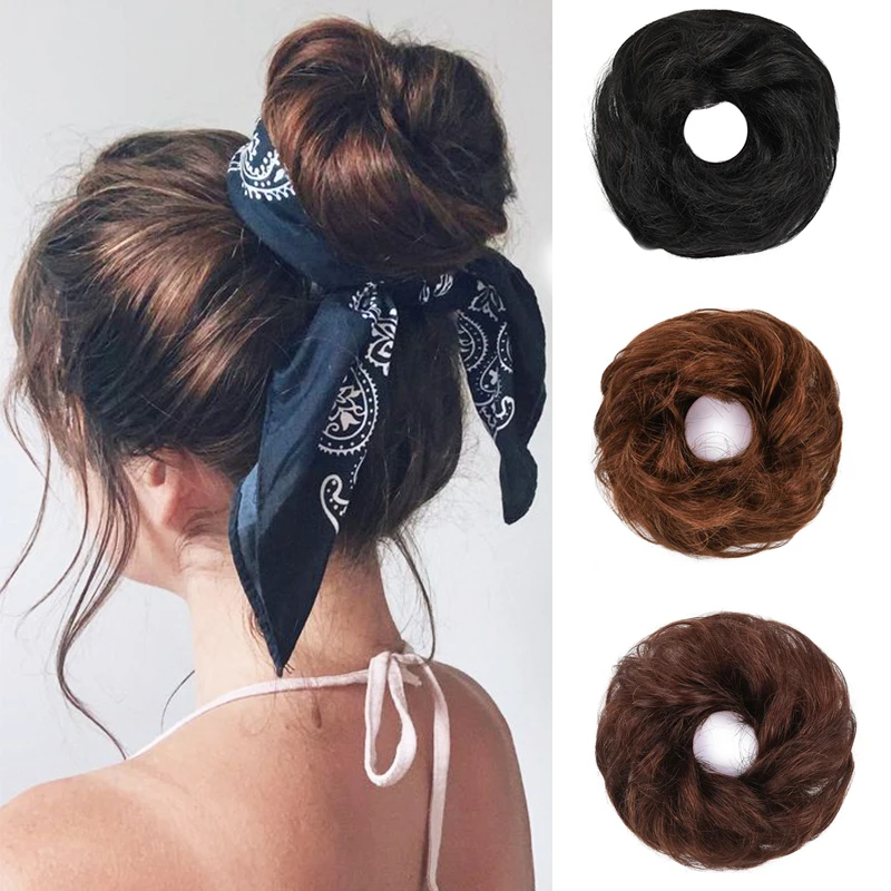 Human Hair Bun Chignon Remy Hair Hairpiece Fake Donut Extension rubber Brazilian Pieces Buns For Women Braided Chignon