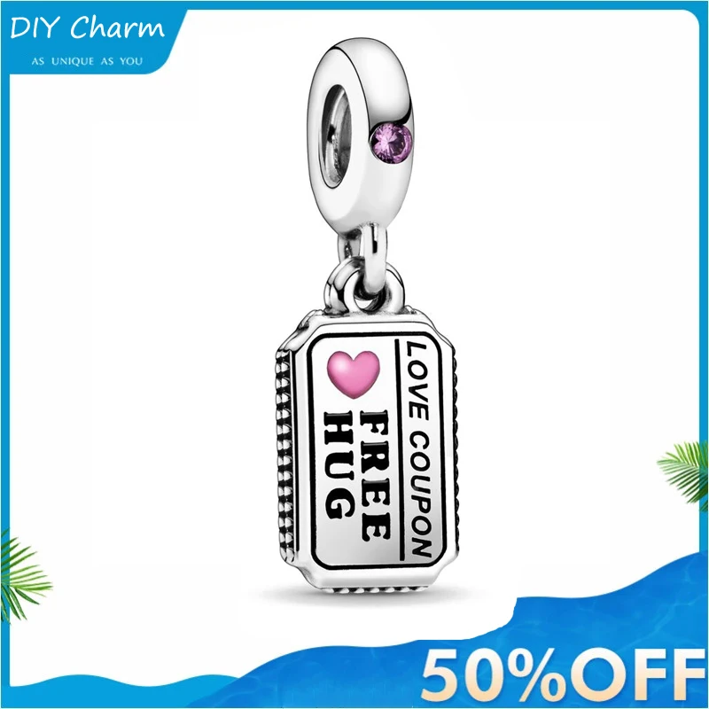 925 Sterling Silver Metal Beads Love Coupon Charm fir Original Pandora charms Bracelet Genuine Valentine Gifts | Украшения и