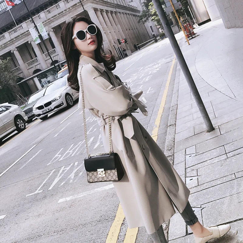 

Spring And Autumn LULU Trench Coat Women's Mid-length Korean-style Spring 2019 New Style Students over-the-Knee CHIC Early Autum