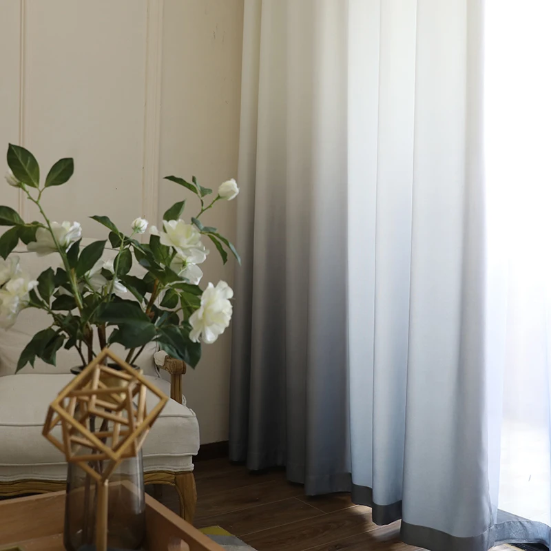 Шторы с градиентным рисунком, вуаль, серое окно, современные, для гостиной, занавески, тюль, отвесная ткань, Rideaux Cortinas WP185-50