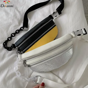 

DORANMI Patchwork Waist Bags For Women Fanny Pack 2019 Leather Small Crossbody Chest Bag Nerka Female Waist Pack Belt Bag CBB272