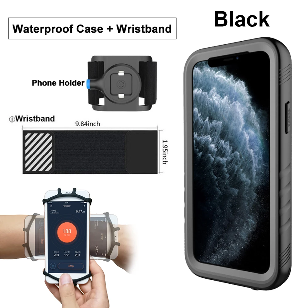 Подводный чехол для телефона для iPhone 11 Pro Max X XS Max XR Плавание Дайвинг бег уникальный дизайн водонепроницаемый противоударный чехол - Цвет: Case n Wristband