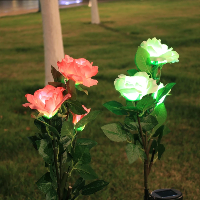 LED Solar Light Simulation Rose Flower Light Outdoor Garden Waterproof  Ground Lights Garden Landscape Road Solar Lamp|Solar Lamps| - AliExpress