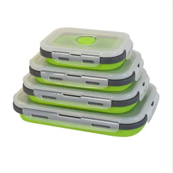 

Silicone Collapsible Lunch Box Free Microwavable Food Storage Container Portable Picnic Camping Box Bento BPA Test By SGS