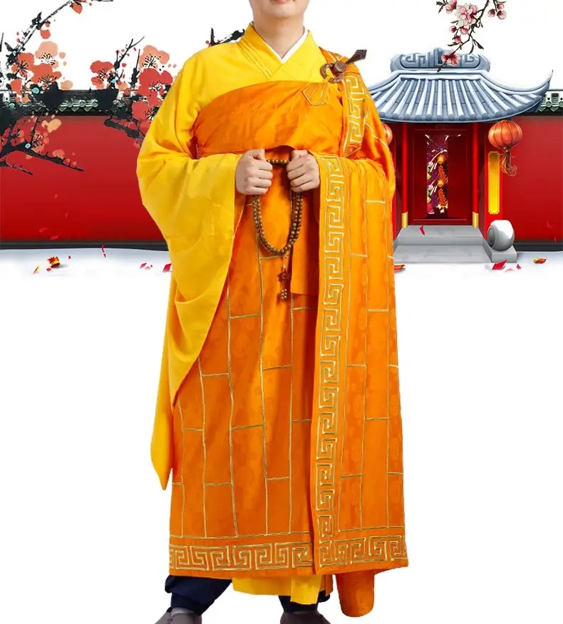 Details about   embroidery flower buddhist zen lay cassock shaolin monk suits Buddha kesa robe 